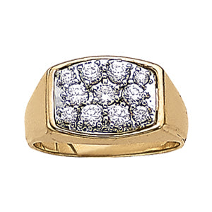 Mens 18K White Gold Multi-Diamond Fashion Ring