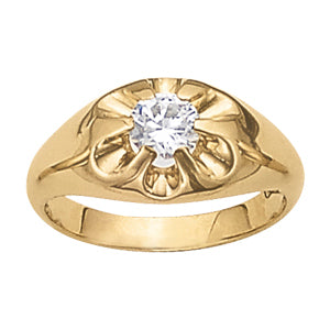 14K White Gold 1ct Diamond Mens Solitaire Ring