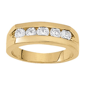 14K White Gold 1 ct Diamond Mens Channel Ring