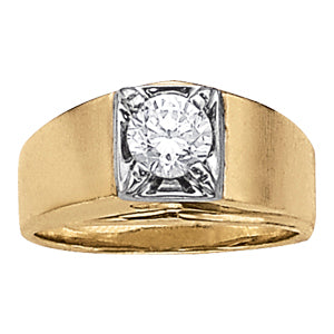 18K White Gold 1ct Diamond Mens Solitaire Ring