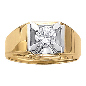 18K White Gold 1ct Diamond Mens Solitaire Ring