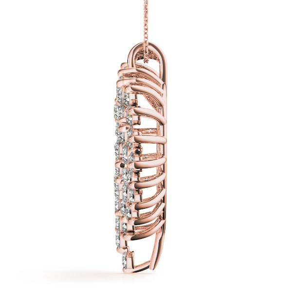 14K Rose Gold Round Diamond Fashion Pendant