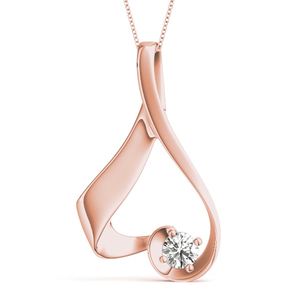 14K Rose Gold 7/8 ct tw Solitaire Diamond Pendant