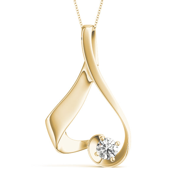 18K Yellow Gold 0.8 CT Round Diamond Pendant
