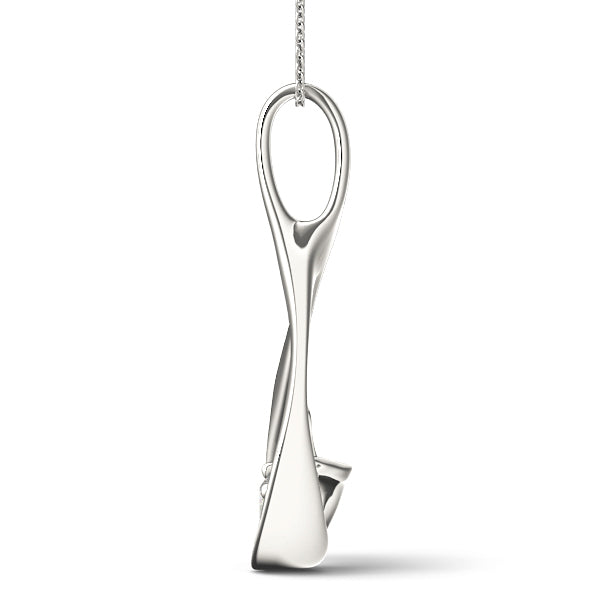 14K White Gold Round Diamond Solitaire Pendant