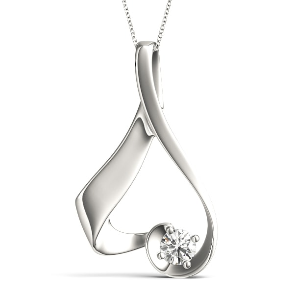 18K White Gold 7/8 ct tw Solitaire Diamond Pendant