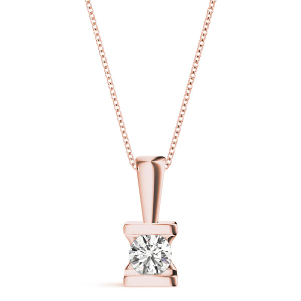 1ct Round Diamond 18K Rose Gold Solitaire Pendant