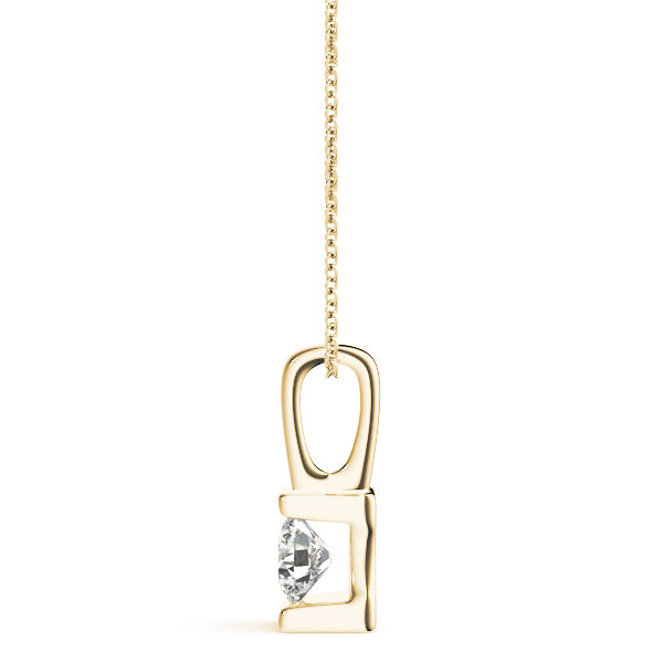 18K Yellow Gold 1ct Round Diamond Pendant