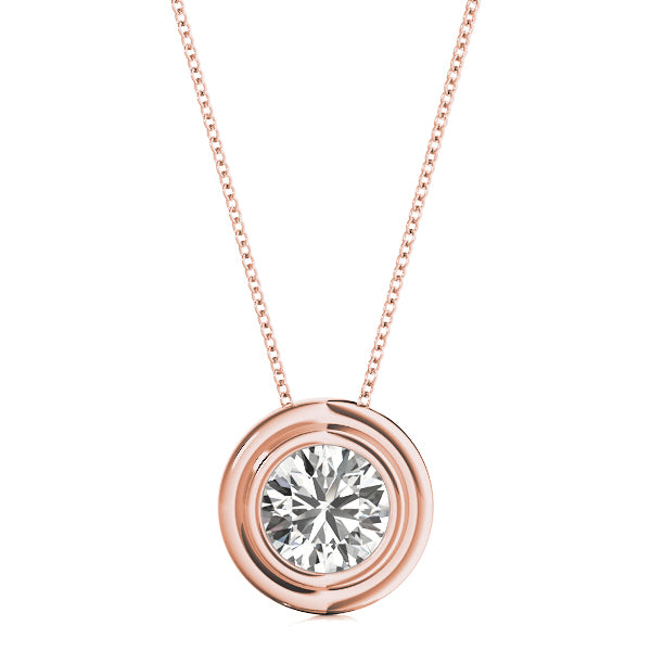 18K Rose Gold 1ct Round Diamond Pendant
