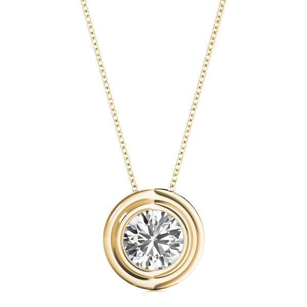 18K Yellow Gold 1ct Diamond Solitaire Pendant