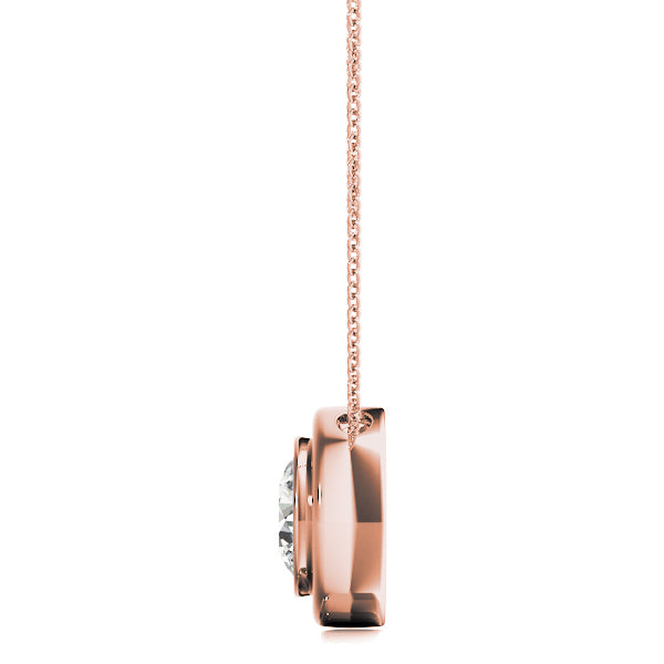 18K Rose Gold 1ct Round Diamond Pendant