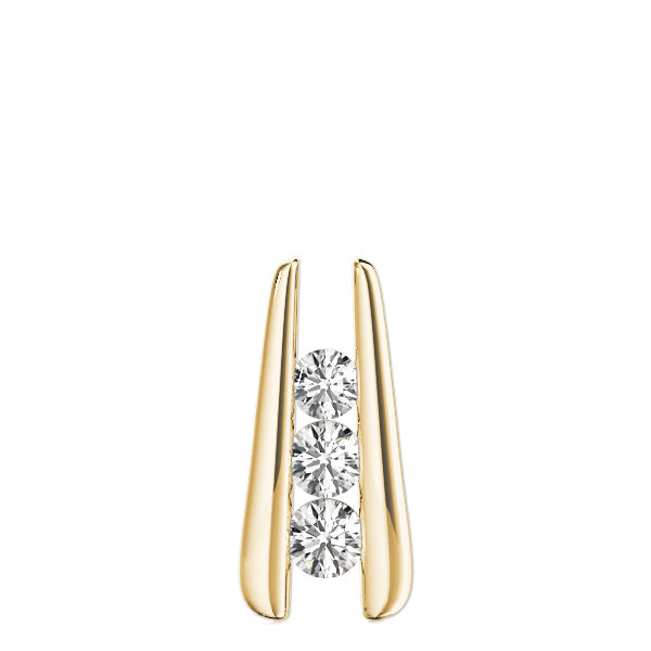 18K Yellow Gold 1 ct Diamond Three-Stone Pendant