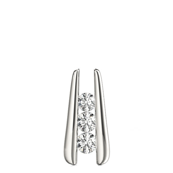 18K White Gold 1 CT Diamond Three-Stone Pendant
