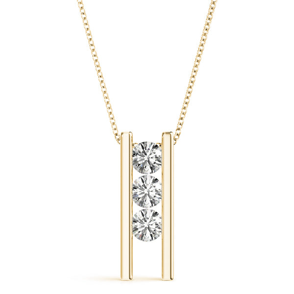 18K Yellow Gold 1 CT Diamond 3-Stone Pendant