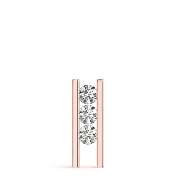 18K Rose Gold 1 ct Three Stone Diamond Pendant