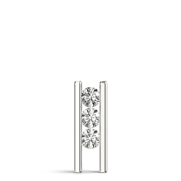 14K White Gold 1 CT Three Stone Diamond Pendant