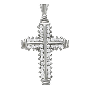 18K White Gold Diamond Cross Pendant