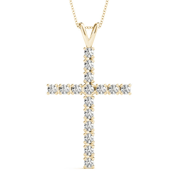 18K Yellow Gold Diamond Cross Pendant