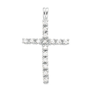 14K White Gold Diamond Cross Pendant