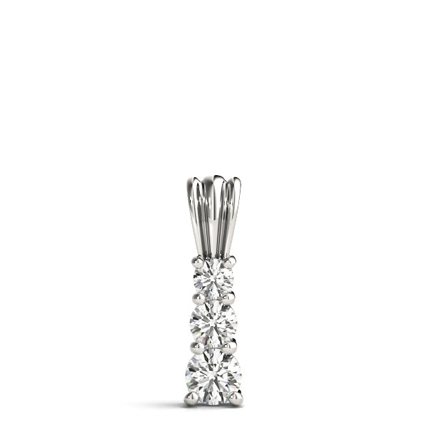 14K White Gold 1 CT Diamond Three-Stone Pendant