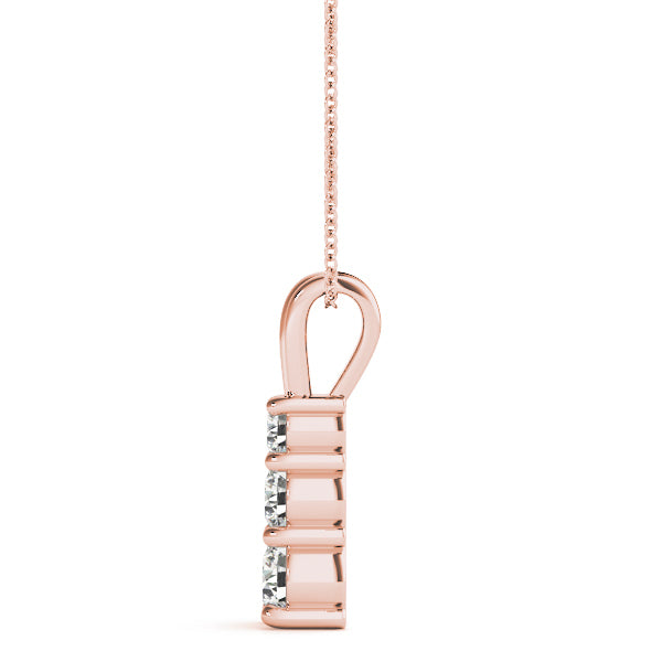 1 ct Rose Gold Round Diamond Three-Stone Pendant