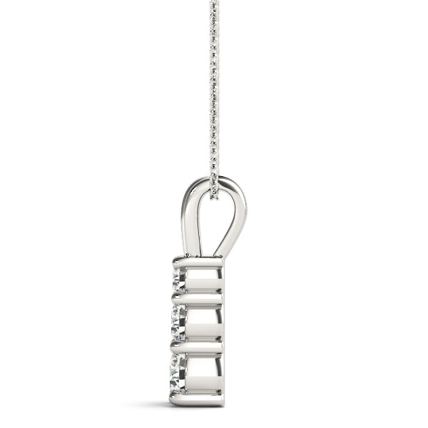 18K White Gold 1 ct Diamond Three-Stone Pendant