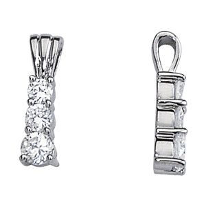 Platinum 1 CT Round Diamond Three Stone Pendant