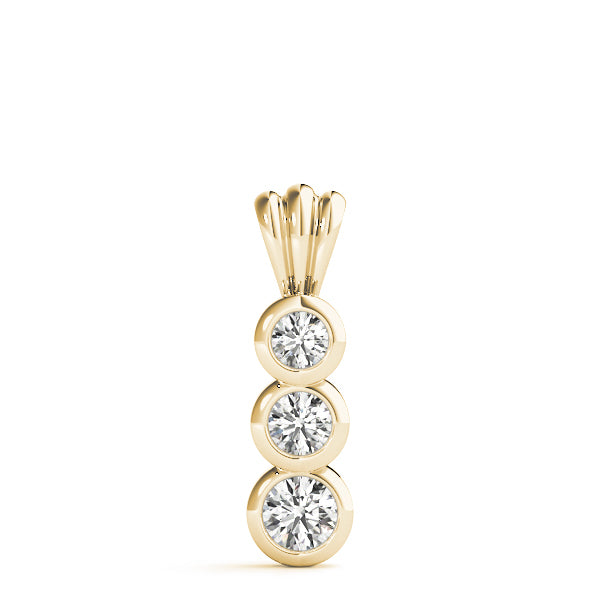 18K Yellow Gold 1/2 ct Diamond Three-Stone Pendant