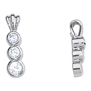 18K White Gold 1/2 ct Diamond Three-Stone Pendant Necklace