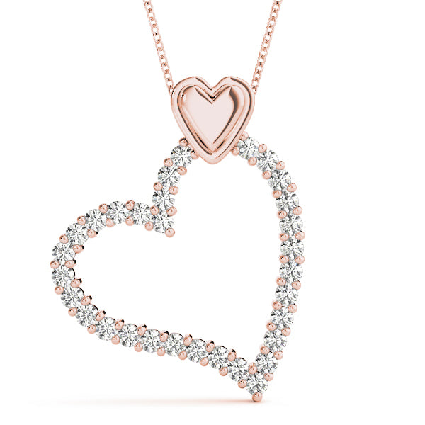 18K Rose Gold Round Diamond Fashion Pendant