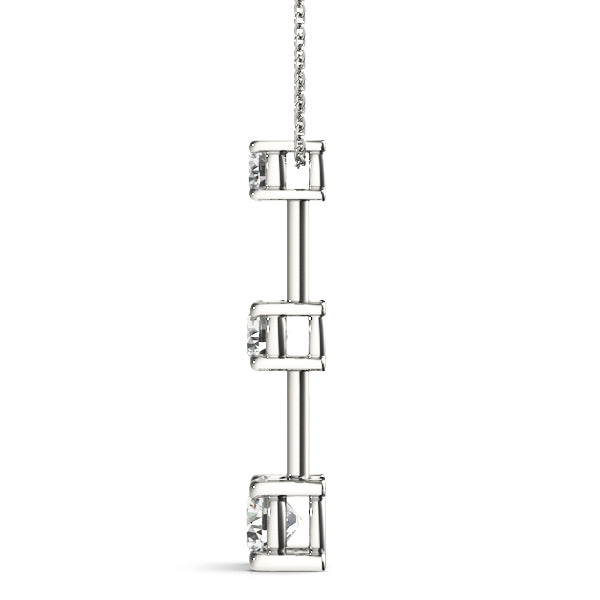 14K White Gold 1 CT Diamond Three-Stone Pendant
