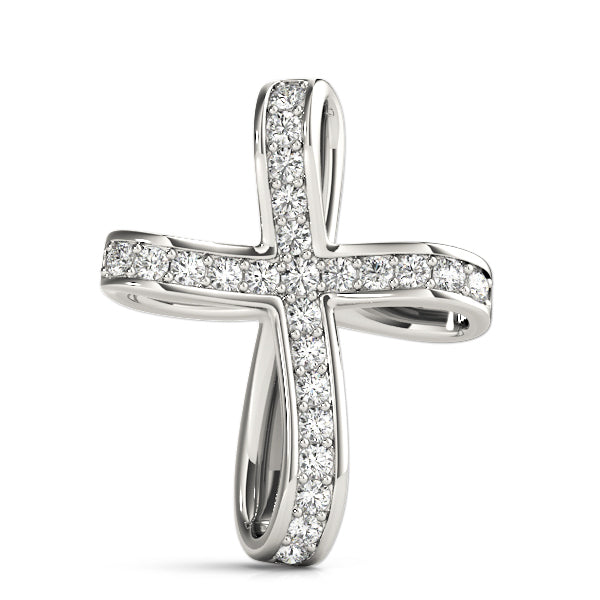 18K White Gold Round Diamond Fashion Pendant