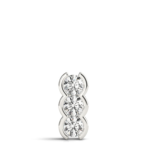 14K White Gold 1 CT Three Stone Diamond Pendant