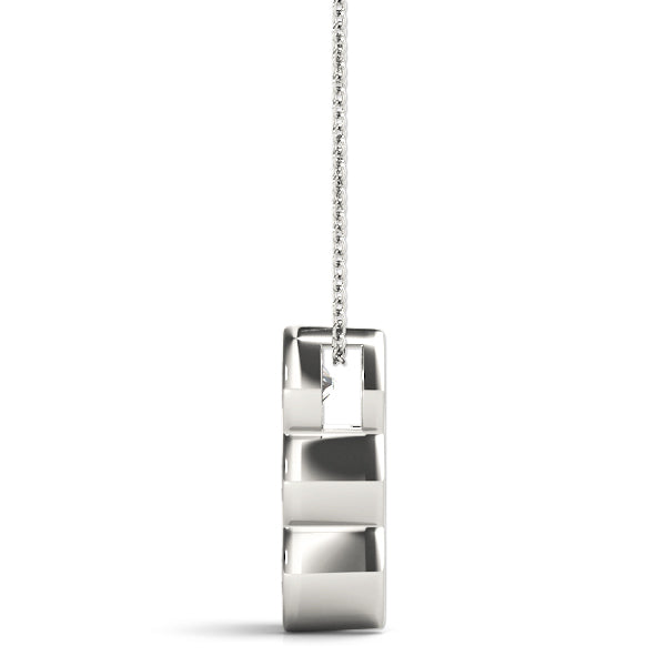 Platinum 1 CT Three Stone Diamond Pendant Necklace