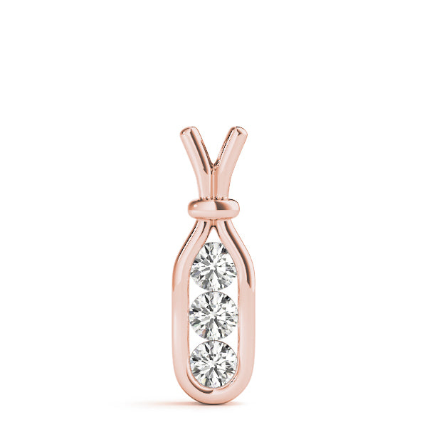 18K Rose Gold 3-Stone Diamond Pendant