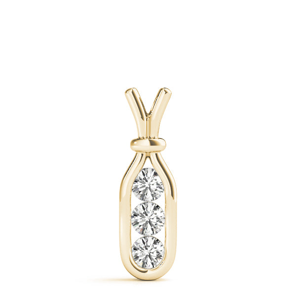 18K Yellow Gold 3-Stone Diamond Pendant
