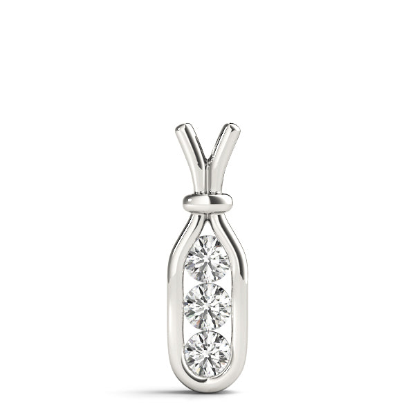 Platinum 1/2 CT Three-Stone Diamond Pendant Necklace