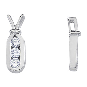 14K White Gold 3-Stone Diamond Pendant