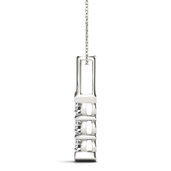 18K White Gold 1 CT Three Stone Diamond Pendant