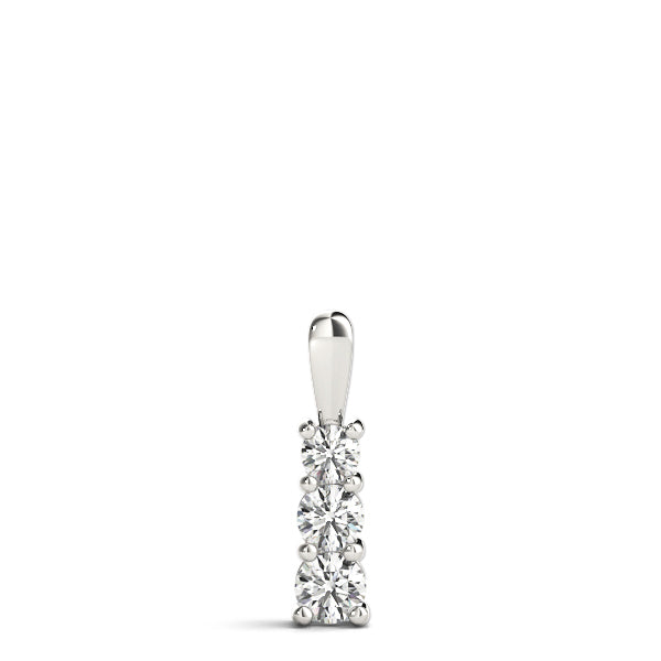 14K White Gold Round Diamond Three Stone Pendant