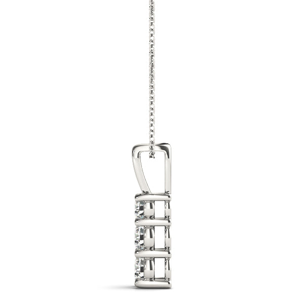 Platinum 1/3 CT Round Diamond Three Stone Pendant