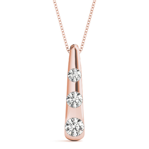 18K Rose Gold 1/2 ct Diamond Three-Stone Pendant