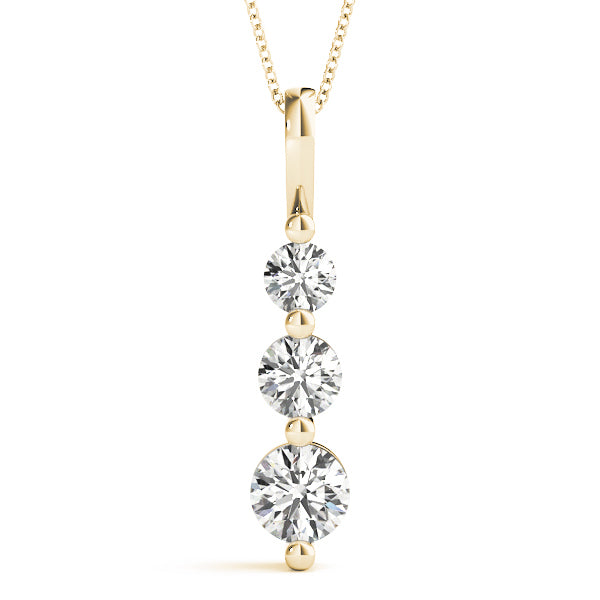 18K Yellow Gold 1 ct Diamond Three-Stone Pendant