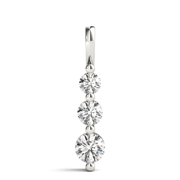 18K White Gold 1 ct Diamond Three-Stone Pendant Necklace