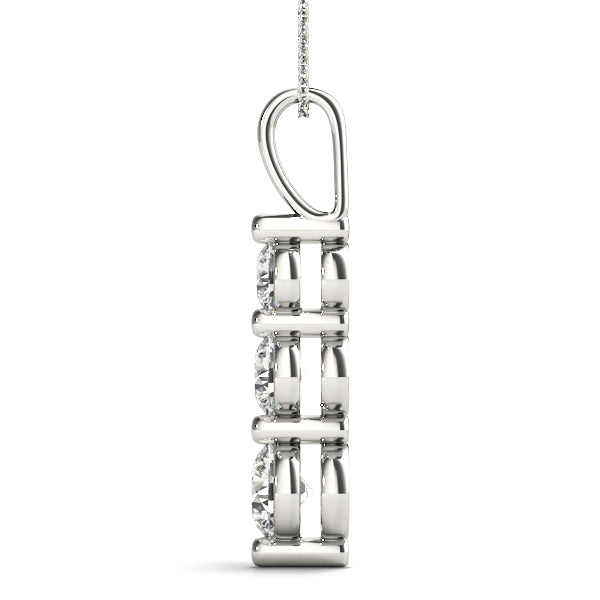 Platinum 1 CT Round Diamond Three Stone Pendant