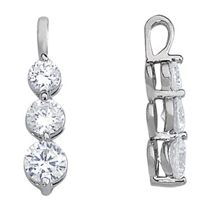 18K White Gold 1 ct Diamond Three-Stone Pendant Necklace