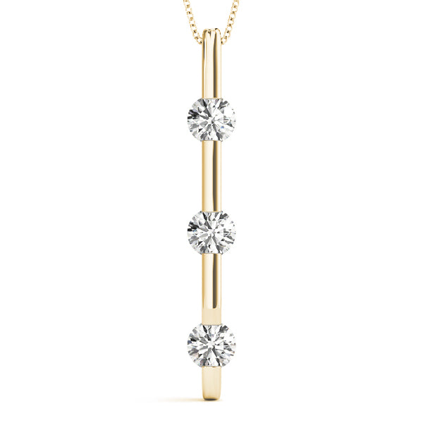 18K Yellow Gold 3-Stone Diamond Pendant