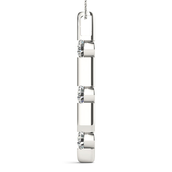 1 CT White Gold Round Diamond 3-Stone Pendant