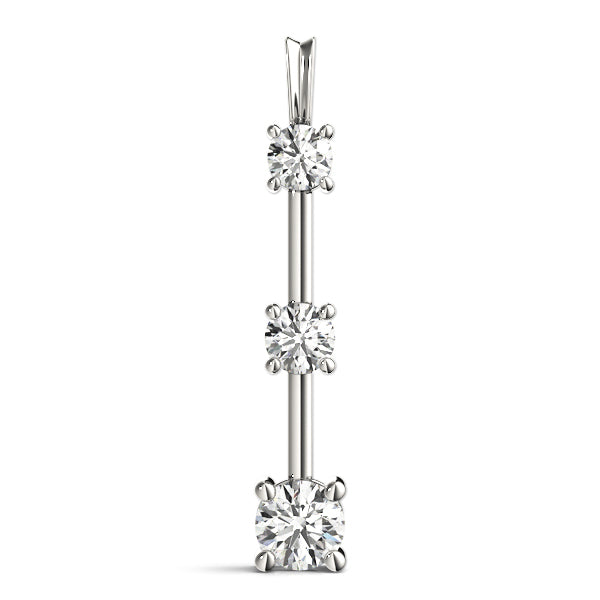 Platinum 1 ct Round Diamond Three Stone Pendant