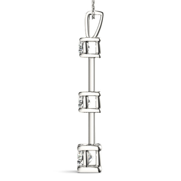 14K White Gold 1 CT Diamond Three Stone Pendant